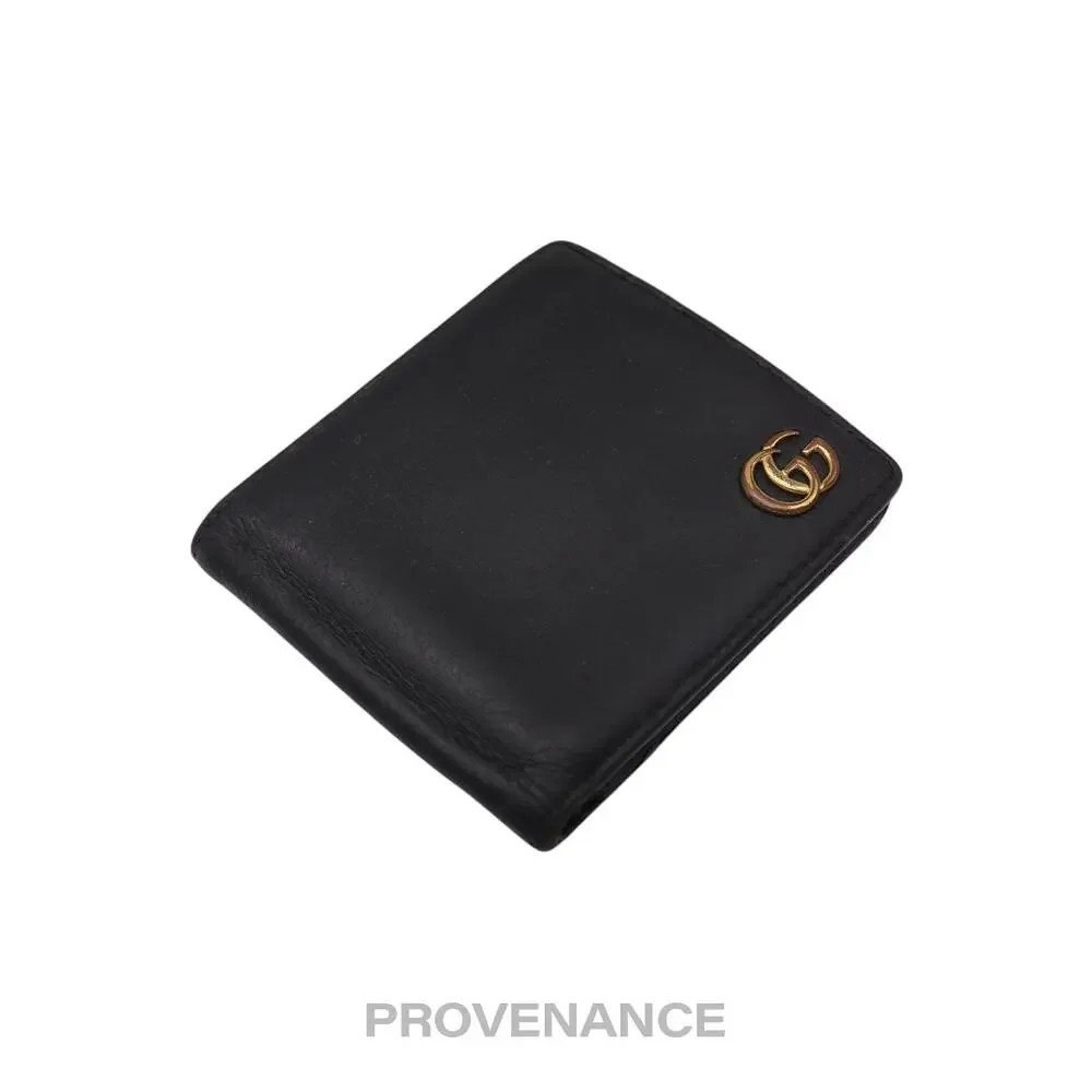 🔴 Gucci GG Marmont Bifold Wallet - Black Leather